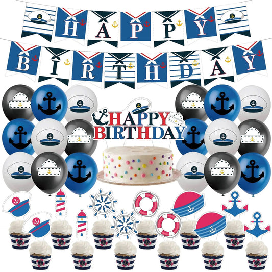 Ahoy Matey Birthday Party Theme - Nautical Navy - Party Kit