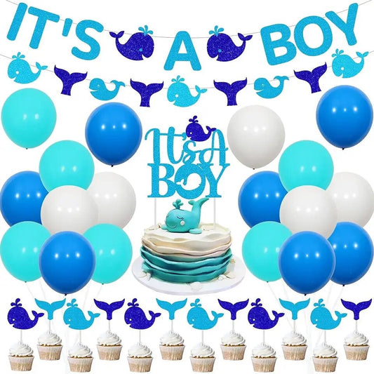 Oceanic Arrival: 'It's A Boy' Whale Baby Shower - Party Kit