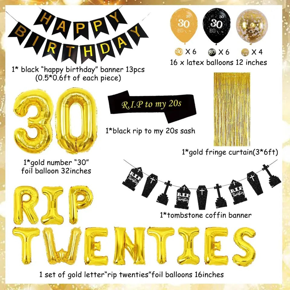 Goodbye Twenties: 'Rip To My 20s' 30th Birthday - Party Kit