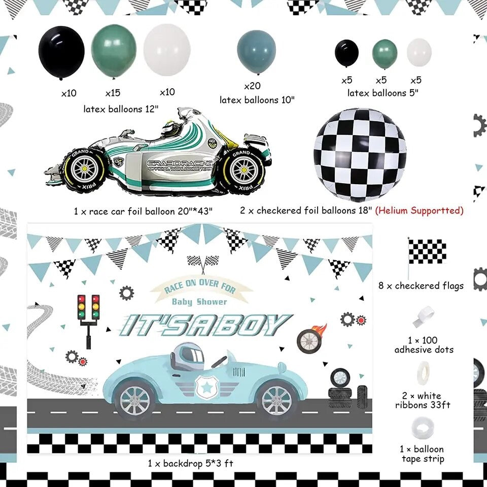 Vintage Speedway Celebration: Race Car Baby Shower - Party Kit