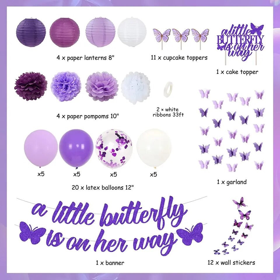 Lavender Flutter: 'A Little Butterfly Is on The Way' - Party Kit