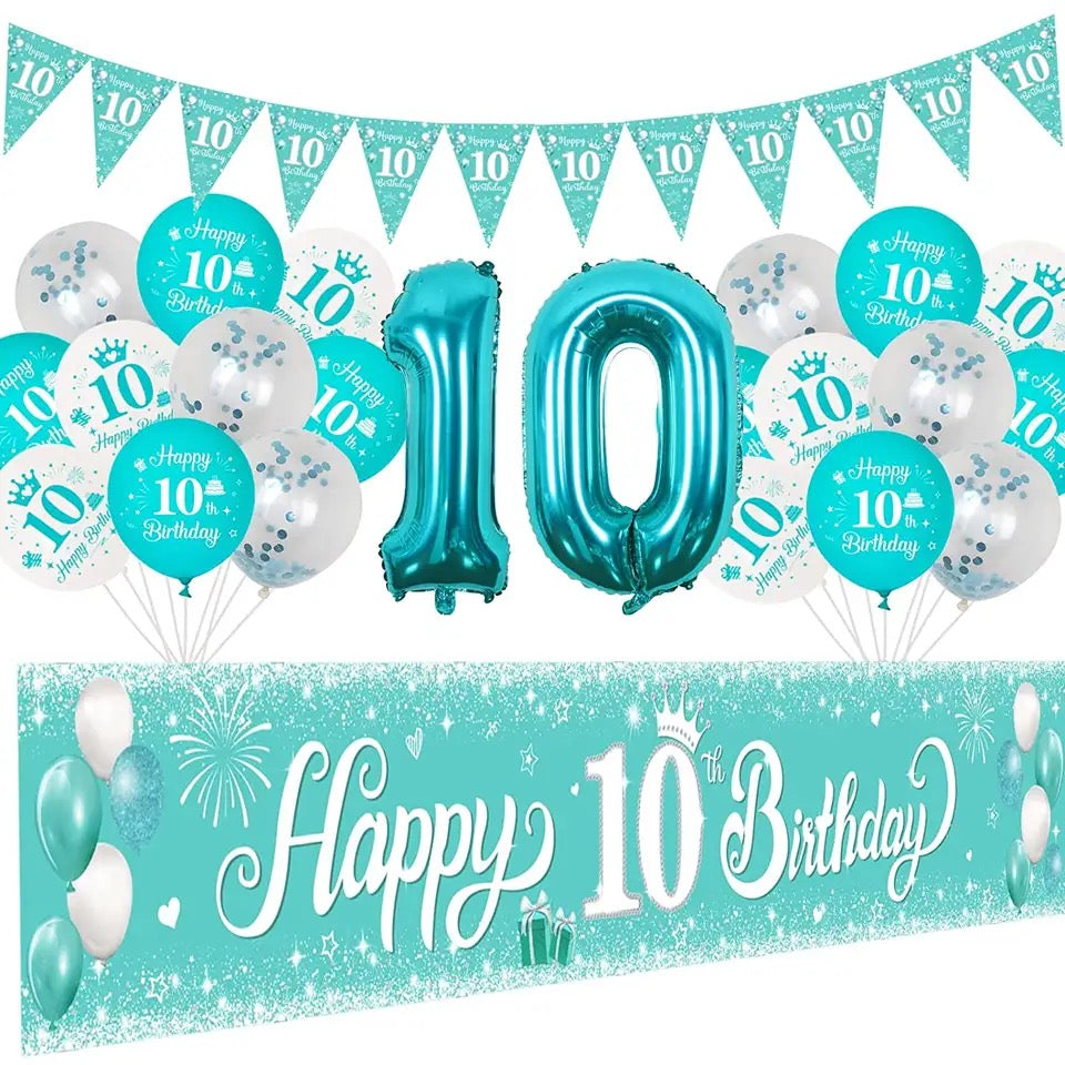 Teal Ten-Year Triumph: 'Turquoise Girl's Tenth' - Party Kit