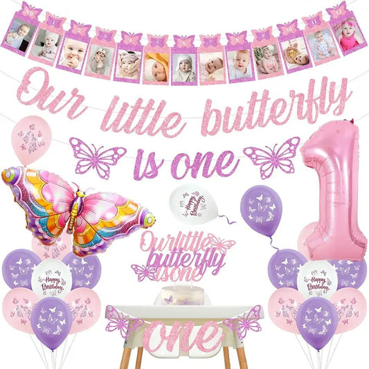 Butterflew to One: Fluttery 1st Birthday Decor - Party Kit