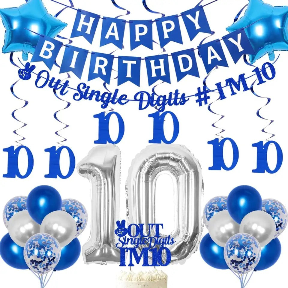 Decade to Celebrate: Blue Peace Out 10th Birthday - Party Kit