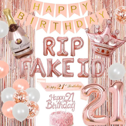 Elegant Entrance to Adulthood: 'Rose Gold Rip Fake ID' 21st Birthday - Party Kit