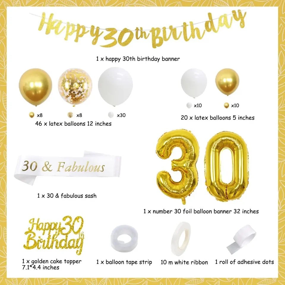 Golden Gala: '30 & Fabulous' - Party Kit