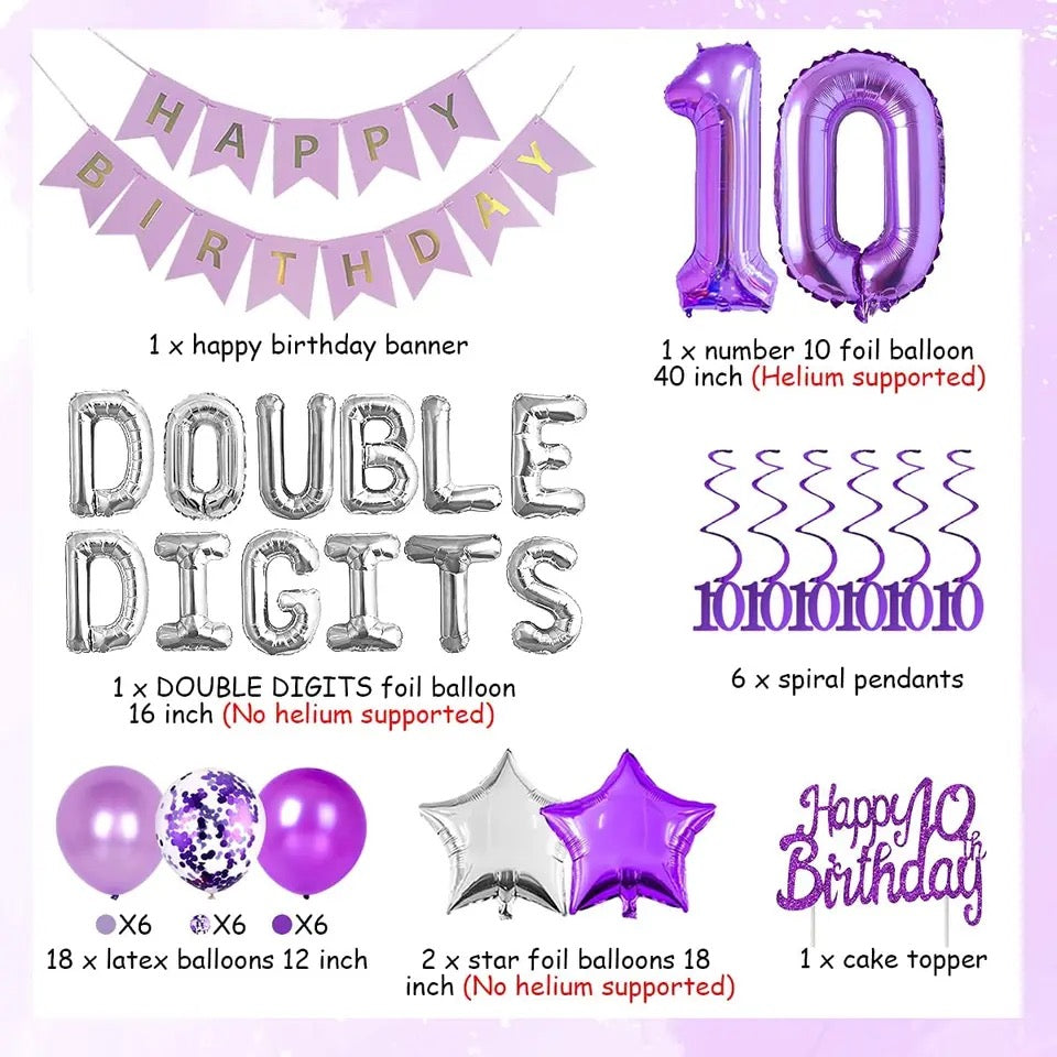 Purple Decade Dream: 'Double Digits Darling' - Party Kit