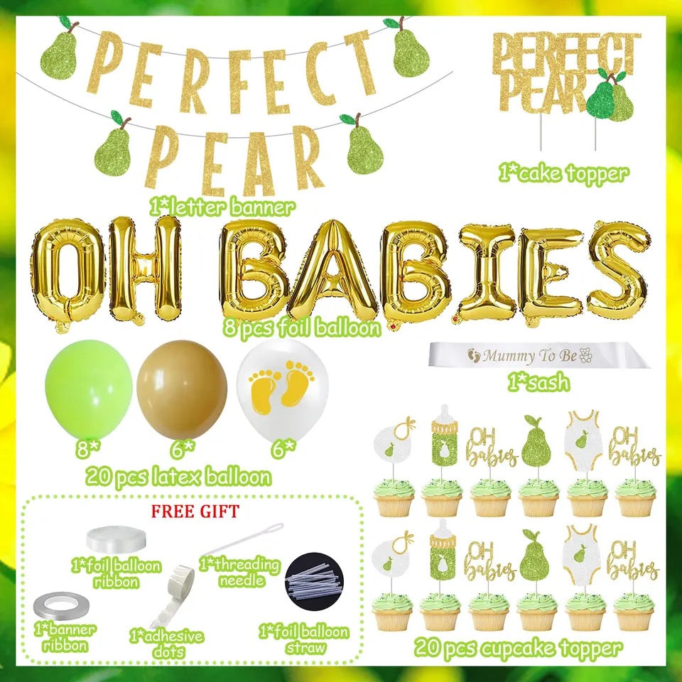 Twin Pearfection Celebration: 'Oh Babies' Gold Gala - Party Kit