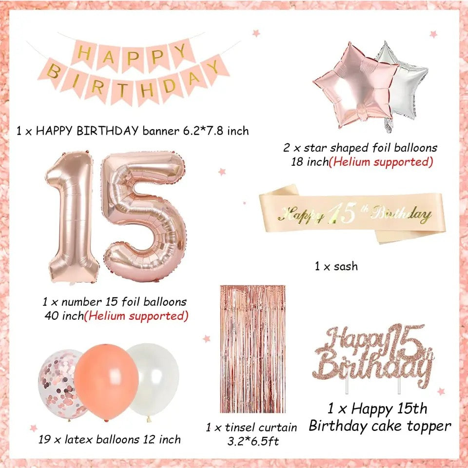 Rose Gold Radiance: Sweet 15 Celebration - Party Kit