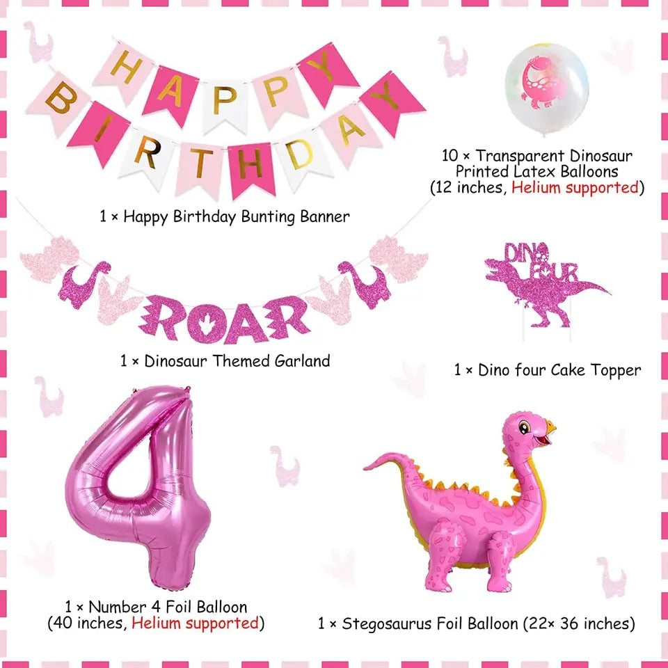 Prehistoric Pink Palooza: Dinosaur 4th Birthday - Party Kit