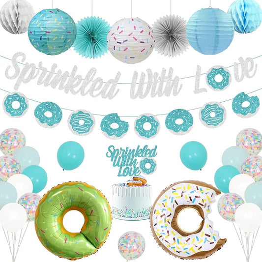 Sweet Arrival Celebration: 'Sprinkled with Love' Blue Donut - Party Kit