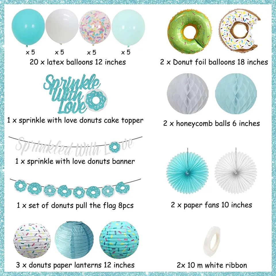 Sweet Arrival Celebration: 'Sprinkled with Love' Blue Donut - Party Kit