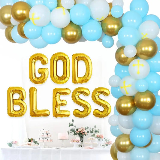 Divine Delight: 'God Bless' Blue and White Christening - Party Kit