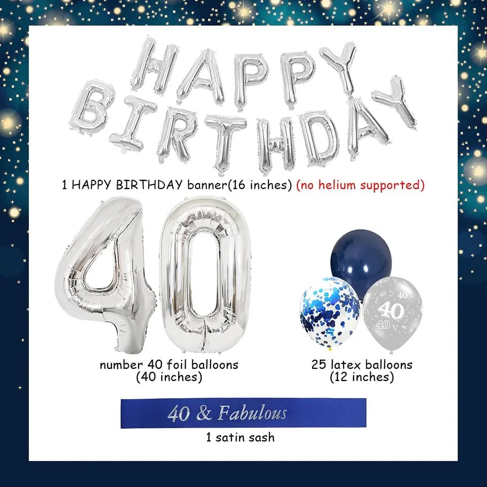 Sapphire Soiree: Blue Silver 40th - Party Kit