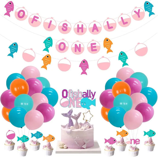 O-Fish-Ally Adorable: Pink Fish 1st Birthday - Party Kit