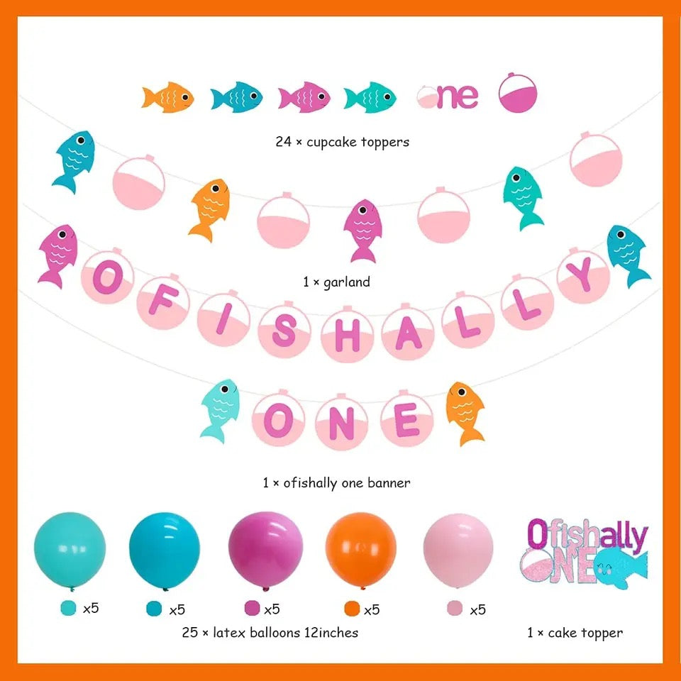 O-Fish-Ally Adorable: Pink Fish 1st Birthday - Party Kit