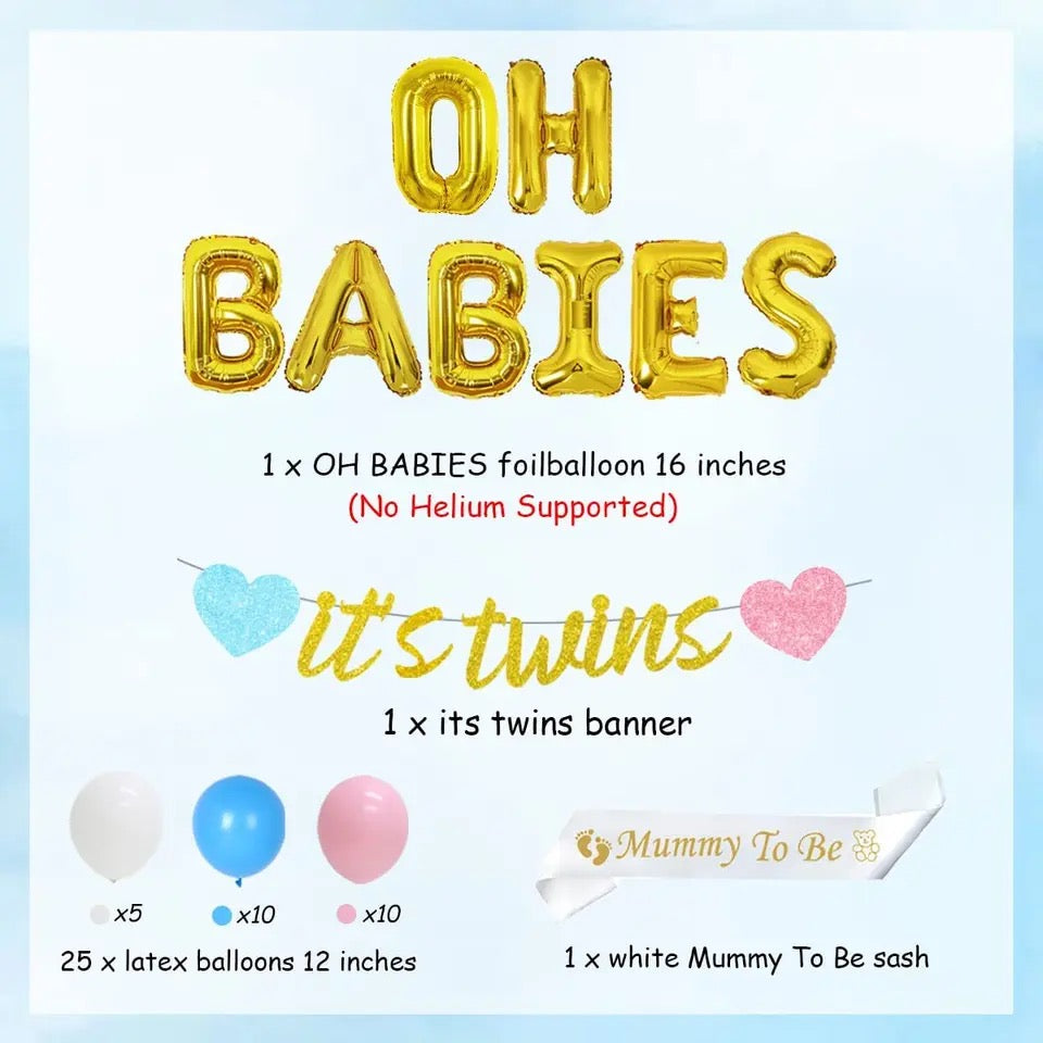 Oh Babies Double Trouble Baby Shower - Party Kit