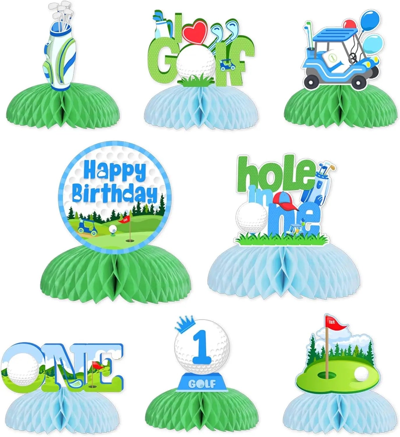 Fore the Love of Golf: 'Hole in One' First Birthday Sports Honeycomb Set - Table Decor