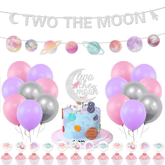 Galactic Sweetness: 'Two The Moon' Space Theme Girl's 2nd Birthday - Party Kit