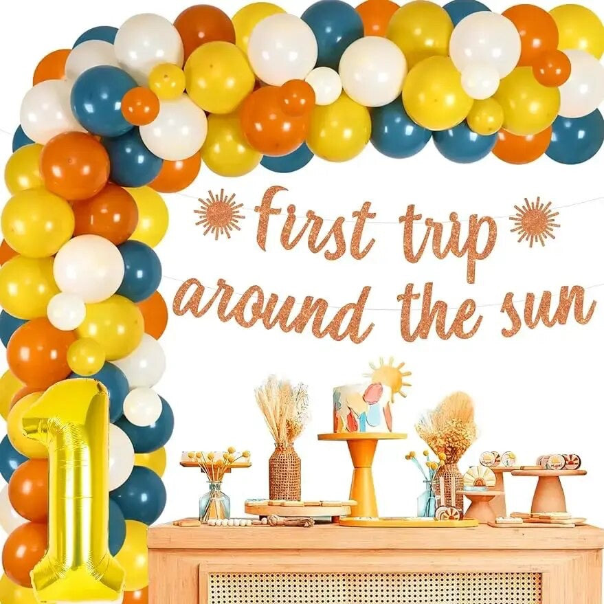 Golden Sunrise Soirée: Boho Sun 1st Birthday - Party Kit