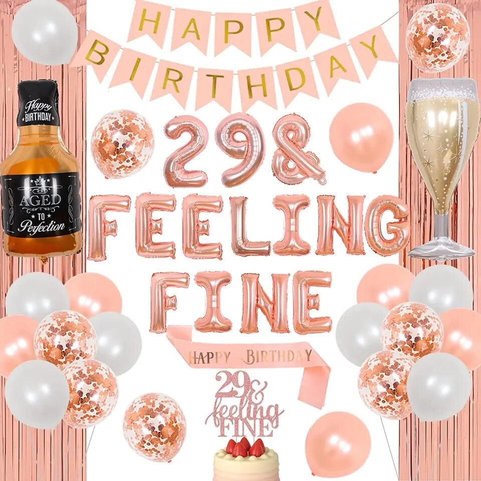 Sparkling Sophistication: '29 & Feeling Fine' Rose Gold - Party Kit