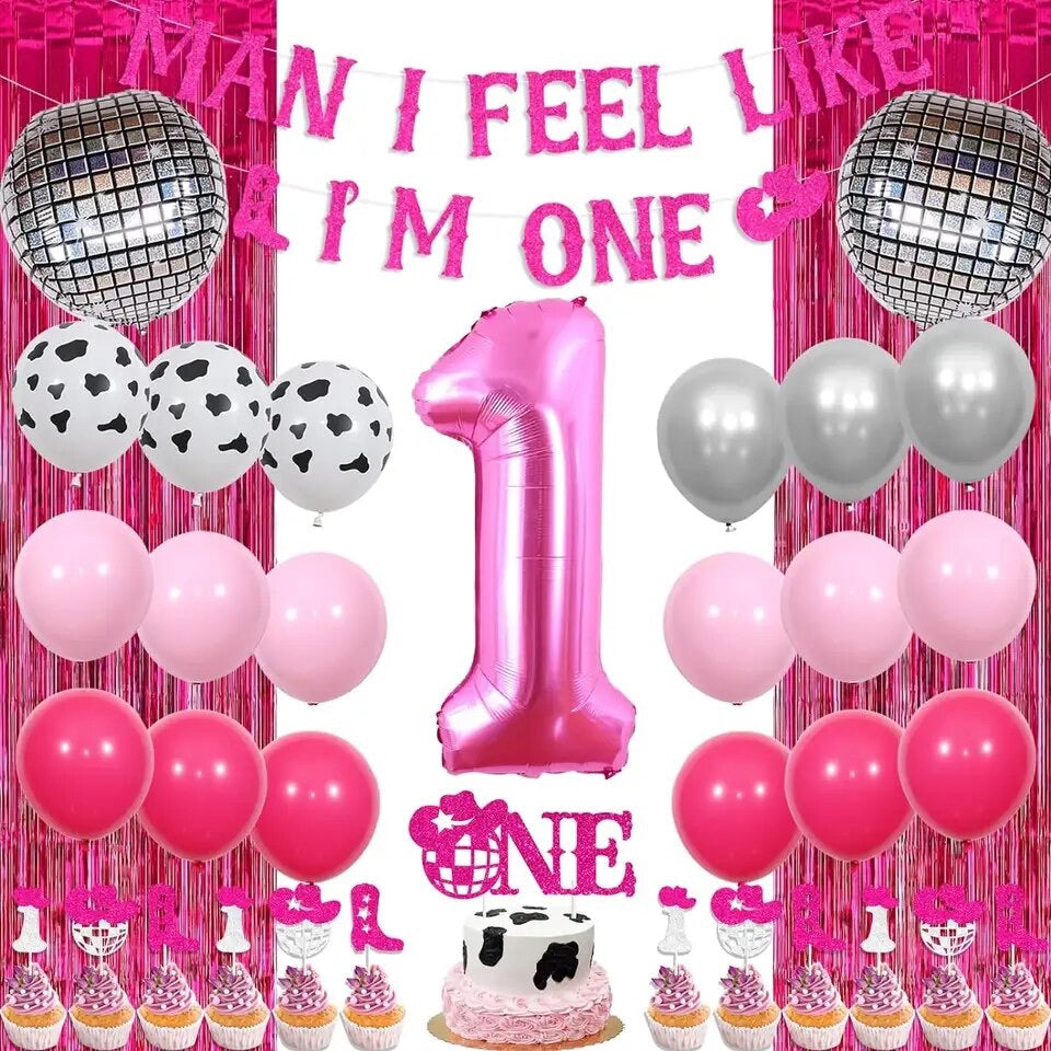 Glitter Rodeo: 'Man, I Feel Like I’m One!' Disco Cowgirl 1st Birthday - Party Kit