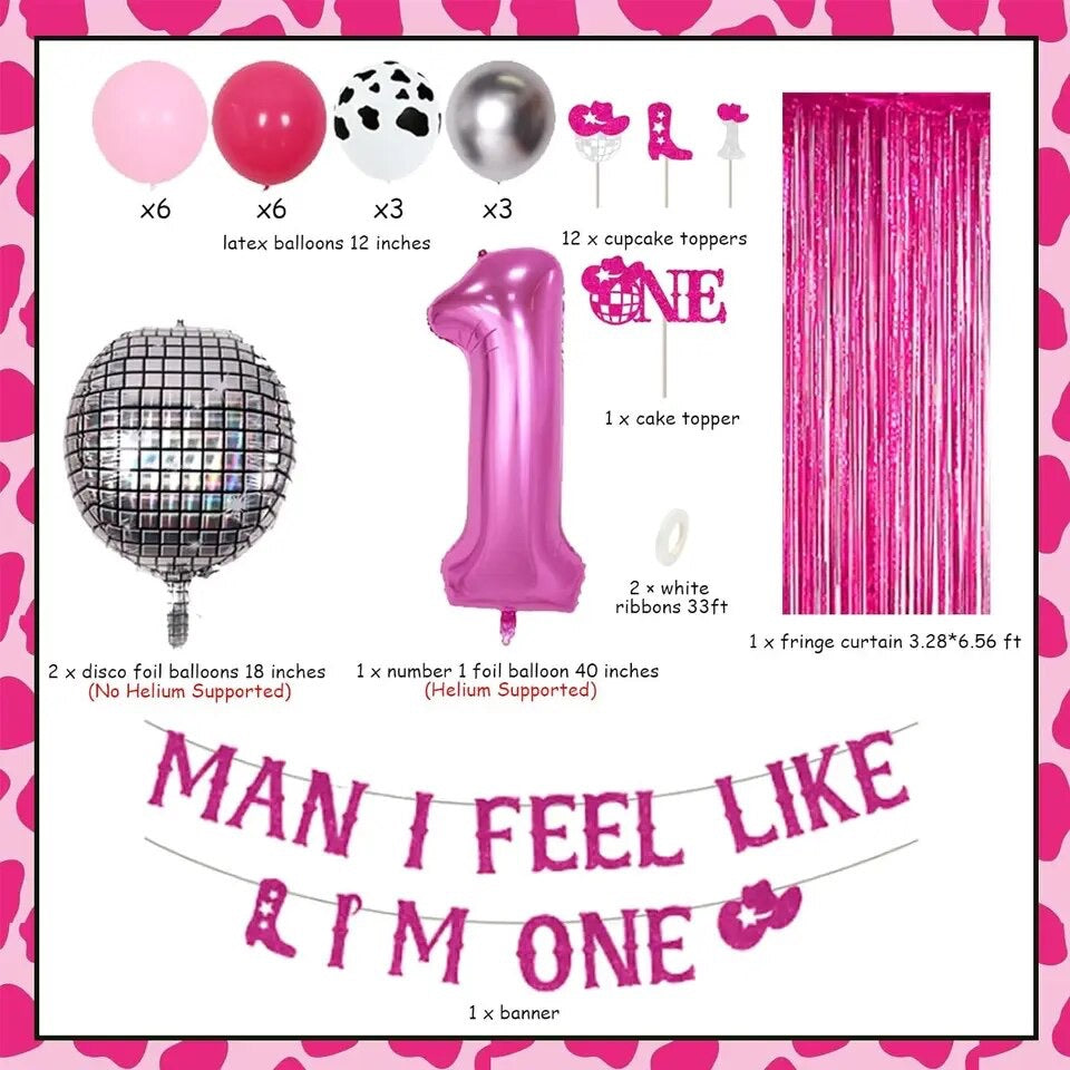 Glitter Rodeo: 'Man, I Feel Like I’m One!' Disco Cowgirl 1st Birthday - Party Kit