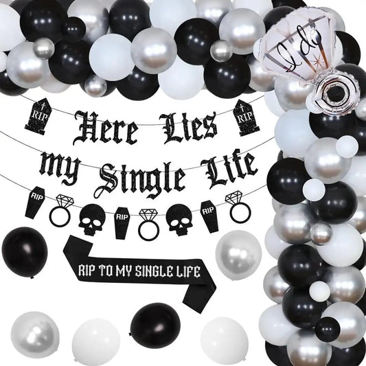 Black RIP Single Life: Bachelorette Decorations - Party Kit