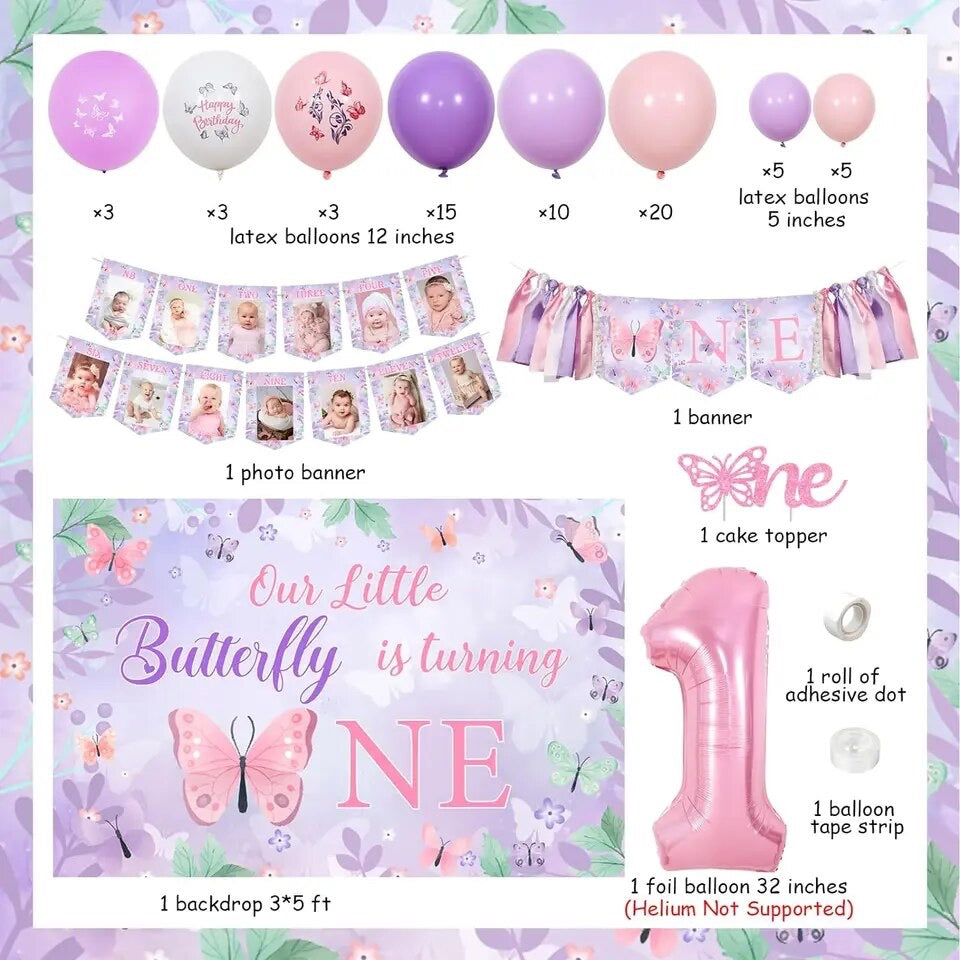 Butterflew to One: Fluttery 1st Birthday Decor - Party Kit