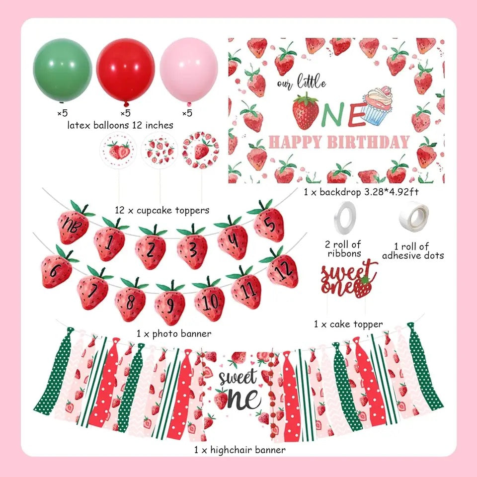 Berry Sweet One: Strawberry 1st Birthday - Party Kit