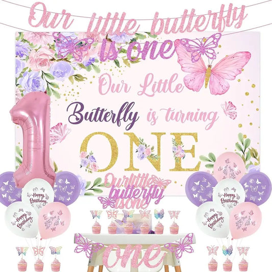 Butterflew to One: Fluttery 1st Birthday Decor - Party Kit