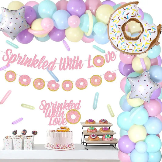 Doughnut Delight: Pink 'Sprinkled with Love' Birthday - Party Kit