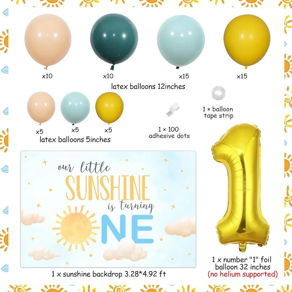 Golden Sunrise Soiree: Boho Sun 1st Birthday - Party Kit