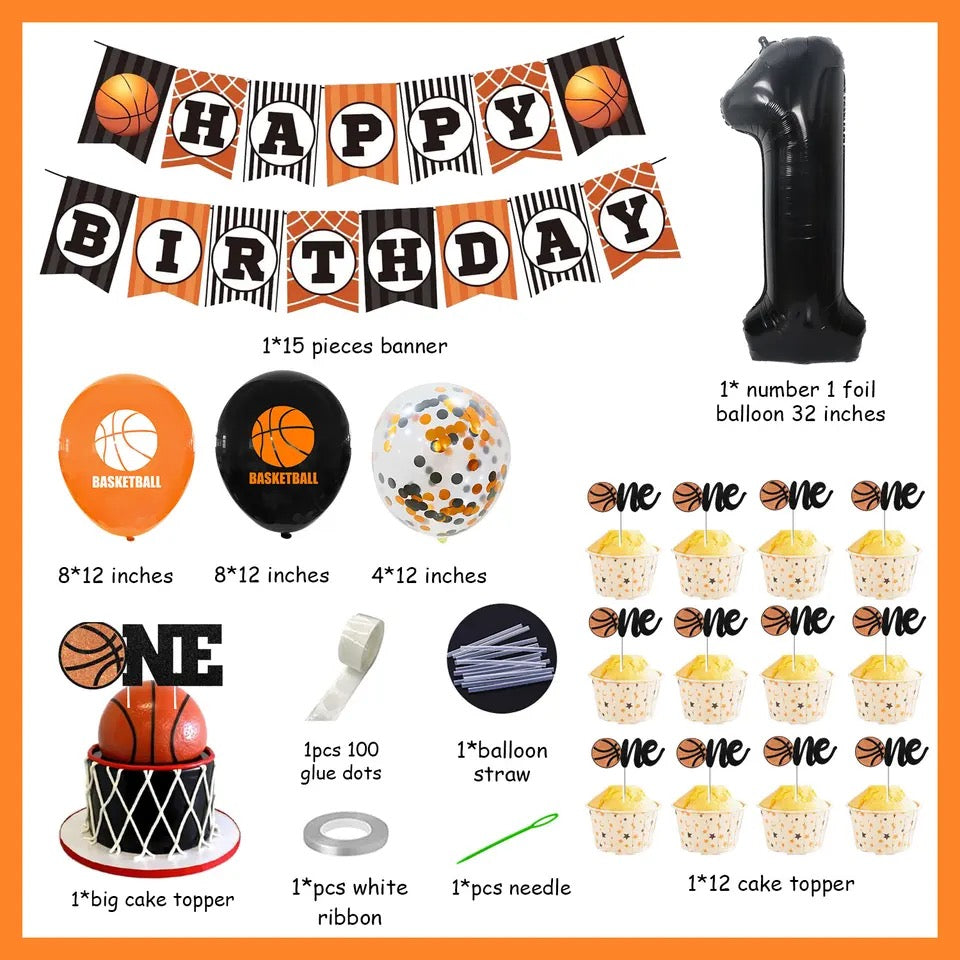 Bouncing Baby Slam Dunk: Basketball First Birthday - Party Kit