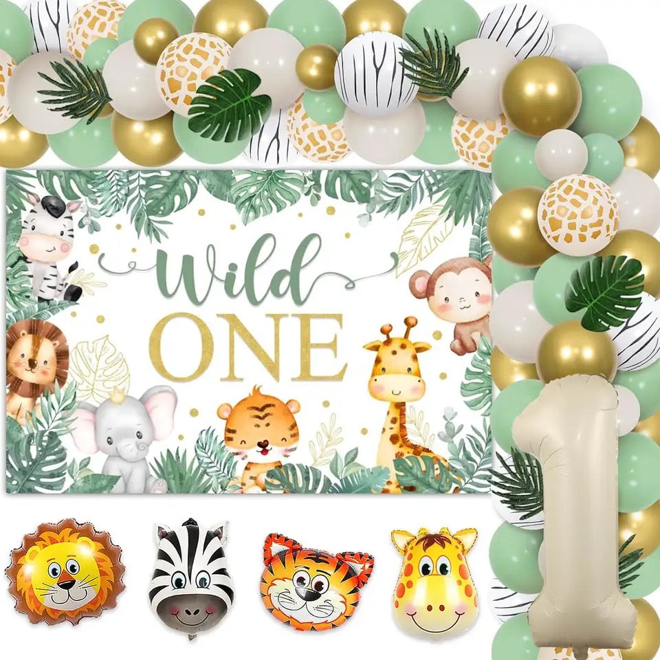 Wild One Safari Adventure: Jungle 1st Birthday - Party Kit