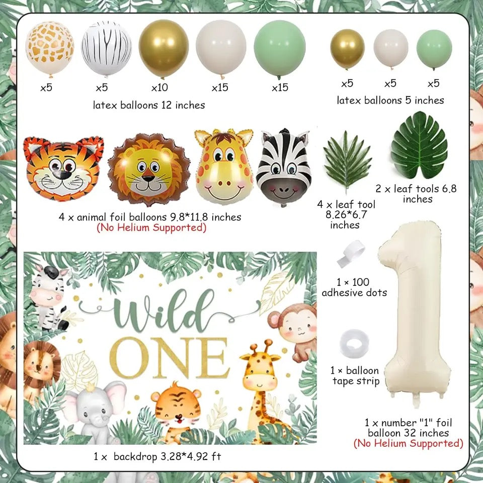 Wild One Safari Adventure: Jungle 1st Birthday - Party Kit