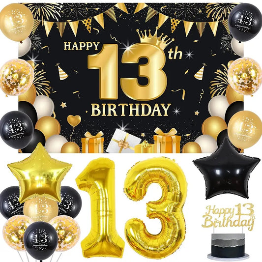 Teen Deluxe: Black Gold 13th Birthday - Party Kit