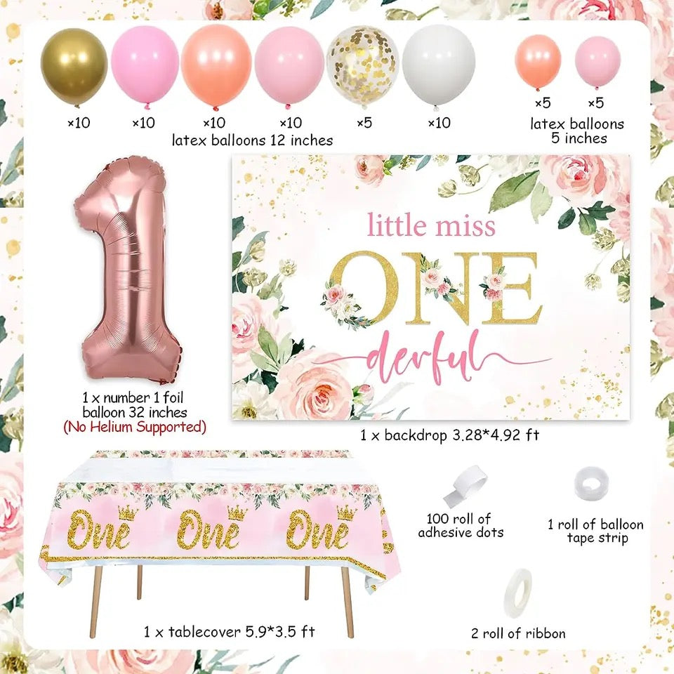 Onederful First Celebration: Pink Rose Gold Delight - Party Kit