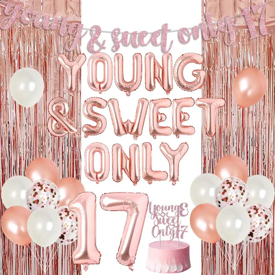 Dancing Queen 17th Rose Gold Birthday - Party Kit