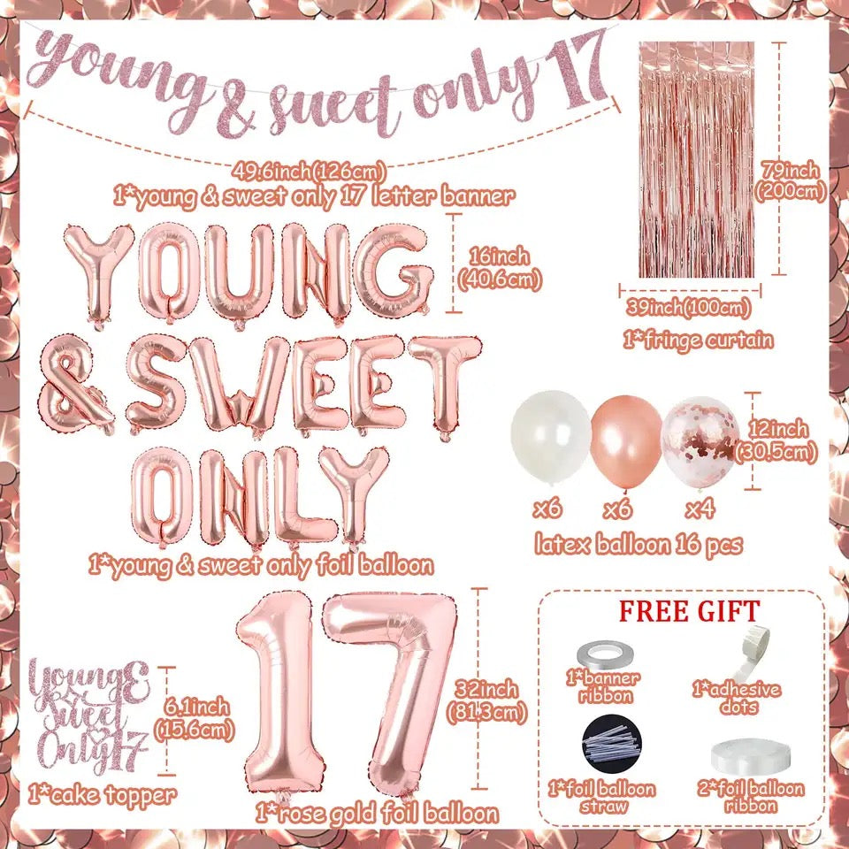 Dancing Queen 17th Rose Gold Birthday - Party Kit