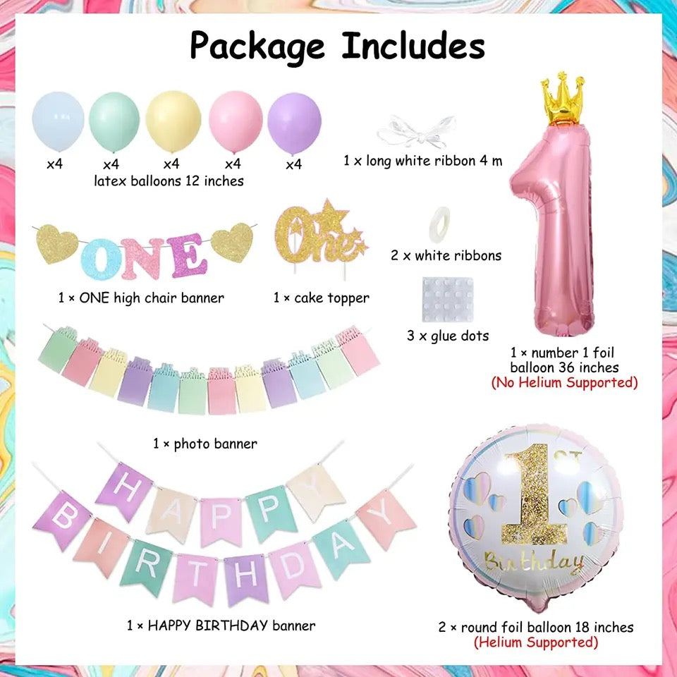 Sweet Beginnings - Pastel 1st Birthday Party Kit