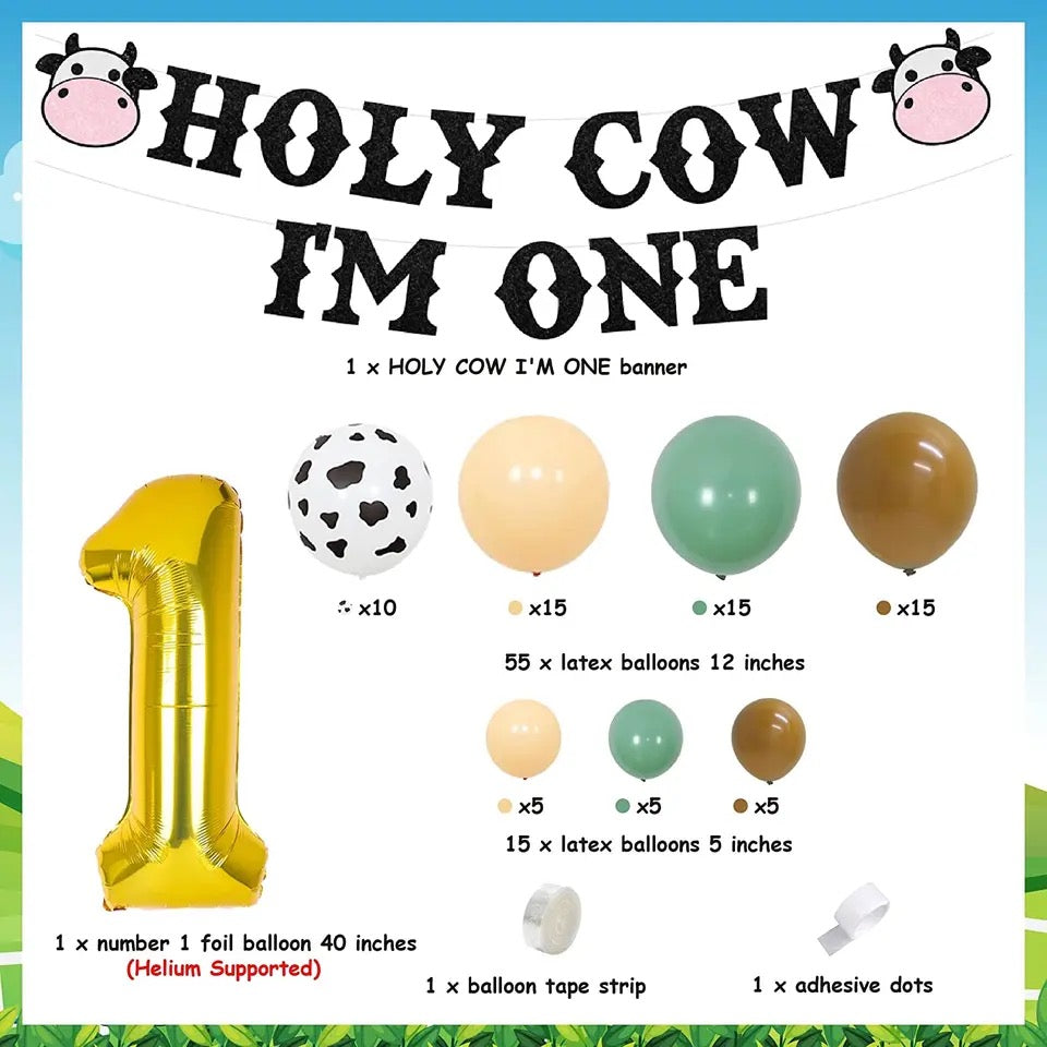 Holy Cow I'm One: 1st Birthday Farm Fun Set - Party Kit