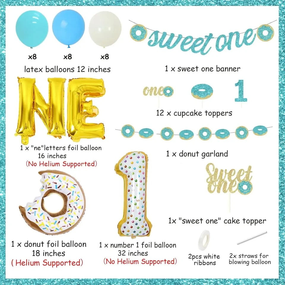 Donut Delight: Blue Sweet One 1st Birthday - Party Kit