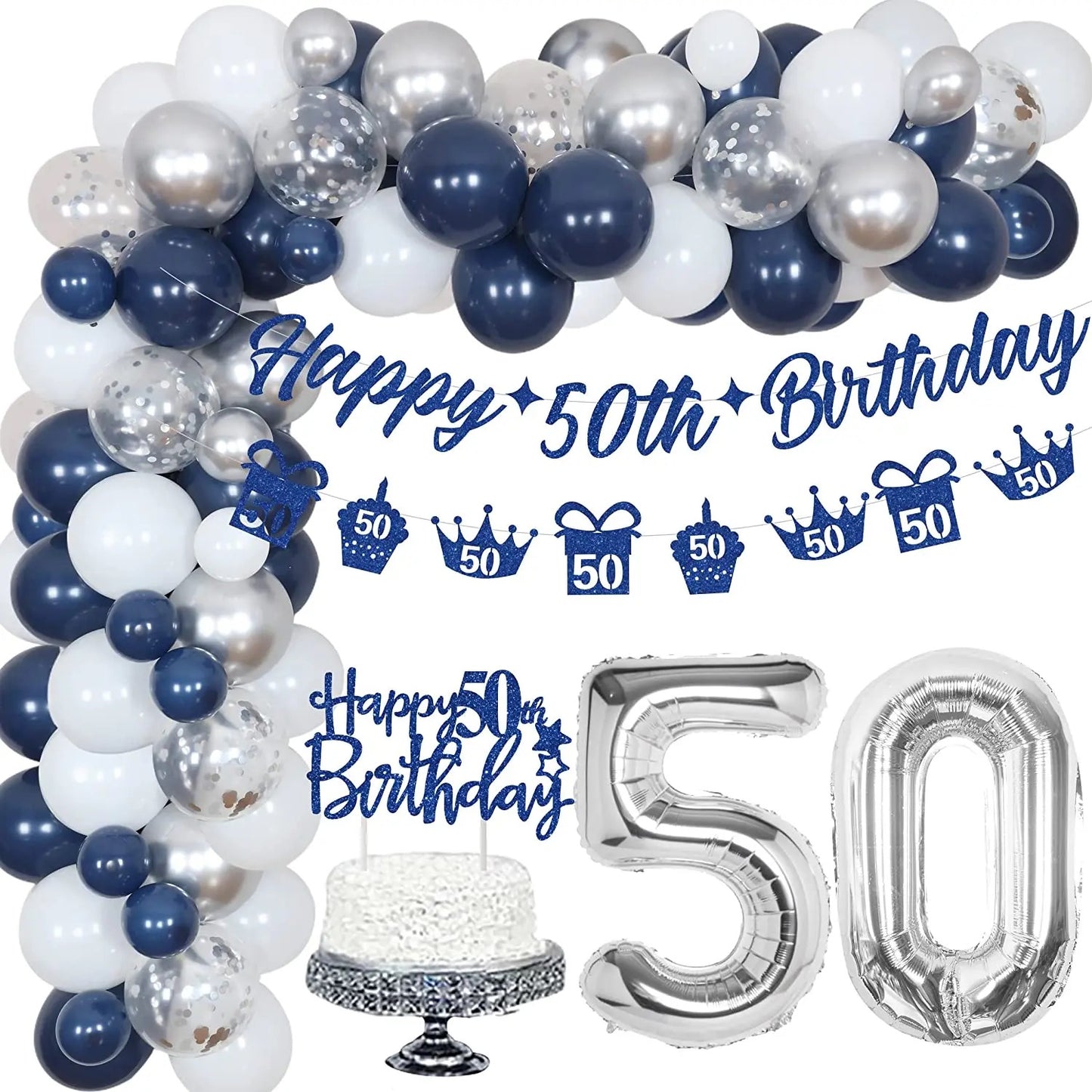 Golden Memories: Navy Reflections - 50th Birthday Party Kit