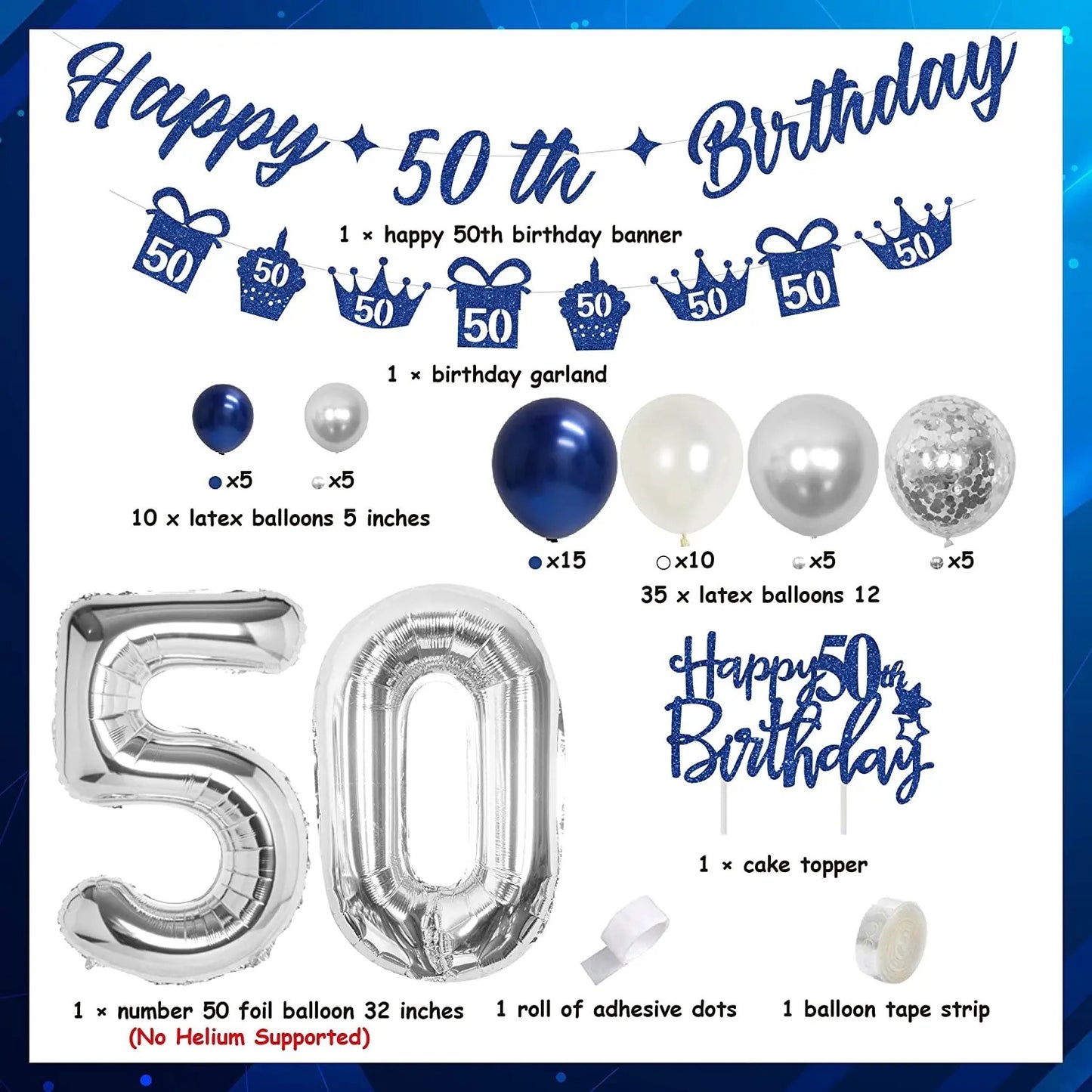 Golden Memories: Navy Reflections - 50th Birthday Party Kit