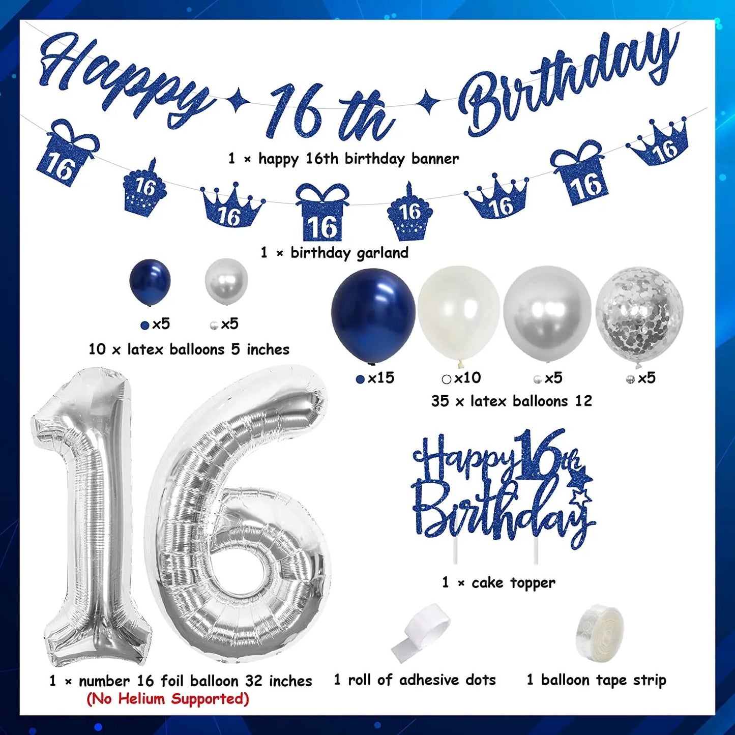 Sweet Sixteen Starlight: Navy Splendor - Party Kit