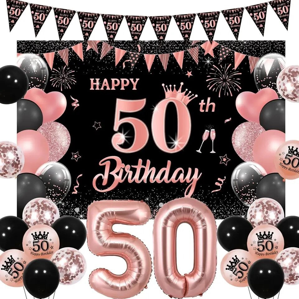 Golden Milestone: 50th Birthday Celebration - Party Kit