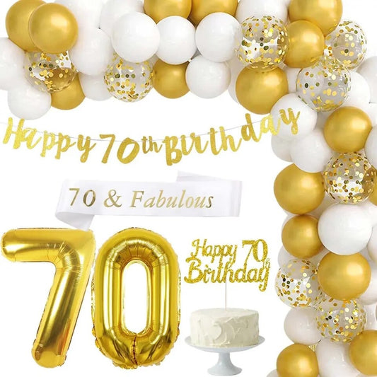 Platinum Legacy Bash: Gold & White 70th Birthday - Party Kit