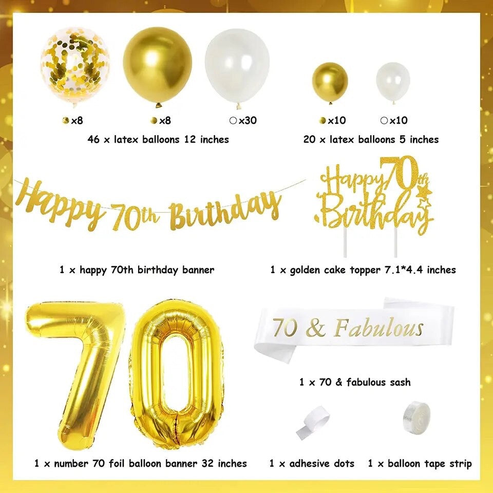 Platinum Legacy Bash: Gold & White 70th Birthday - Party Kit