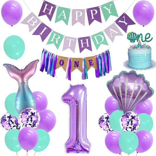 Aqua Fantasy: Mermaid One 1st Birthday - Party Kit